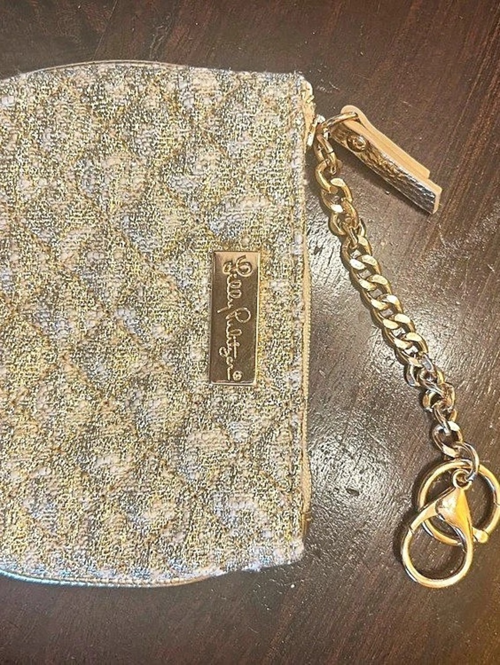 Lilly Pulitzer- Zip Wallet Gold key chain pouch- new